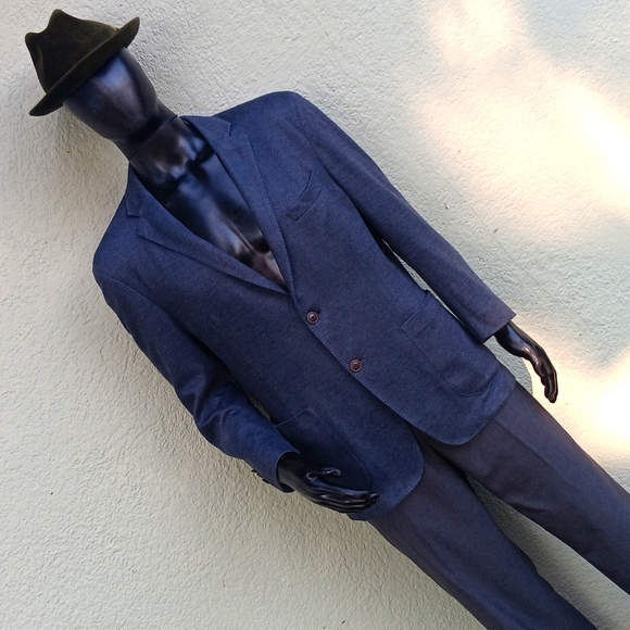 Q by Flynt Blazer Men's "Booth" (2) Button Navy Gray Unrestricted Luxury Blazer - Picture 8 of 16